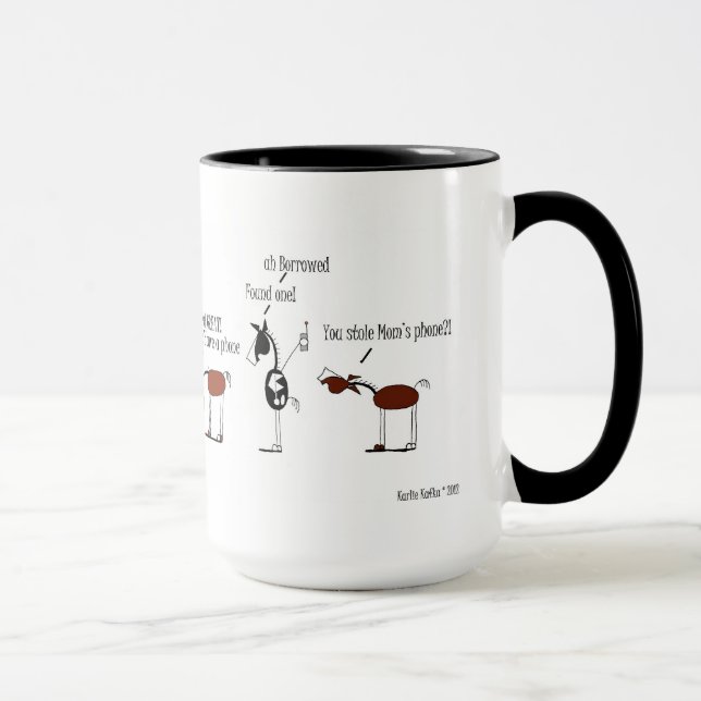 Caneca Desenhos animados engraçados do cavalo e do asno (Direita)