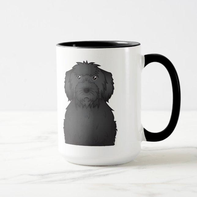 Caneca Desenhos animados pretos de Labradoodle (Direita)