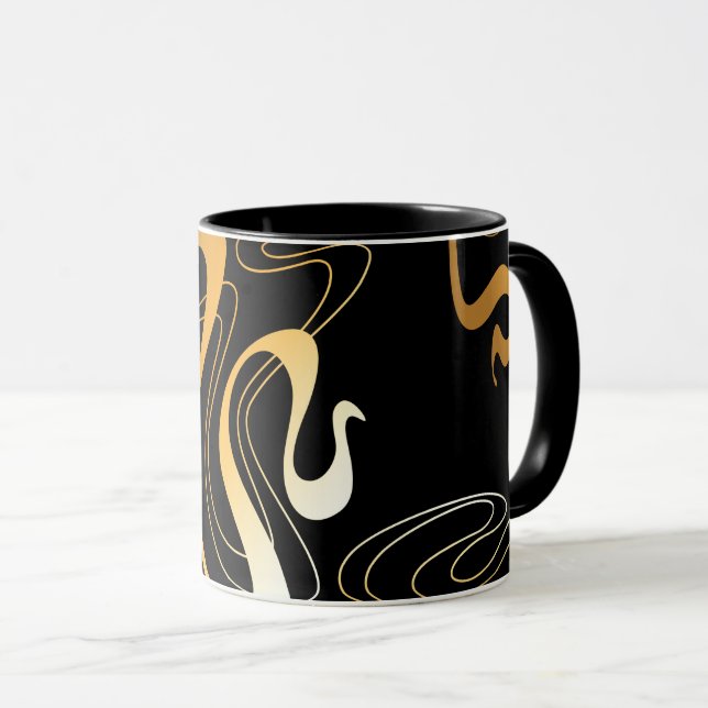 Caneca Design abstrato amarelo e preto clássico (Frente Esquerda)