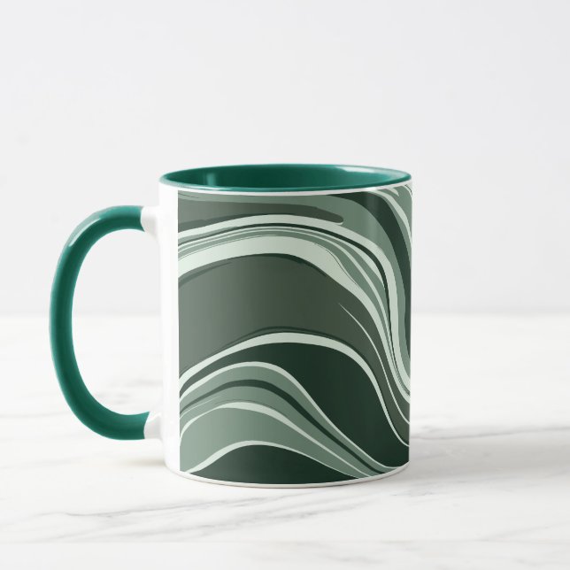 Caneca Design abstrato das ondas esmeraldas (Esquerda)
