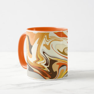 Caneca Design Abstrato de Laranja e Bege Girando