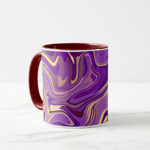 Caneca Design Abstrato de Mármore Giratório em Roxo e Ama