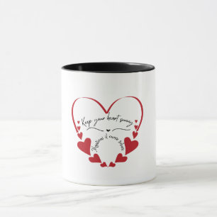 Caneca Design Bilíngue do Coração Vermelho Minimalista