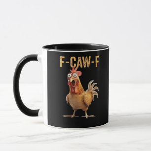 Caneca Design Clássico da Piada do Frango Gritando F-Caw-