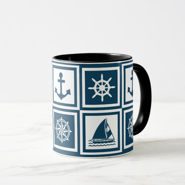 Caneca Design com tema náutico (Frente Esquerda)