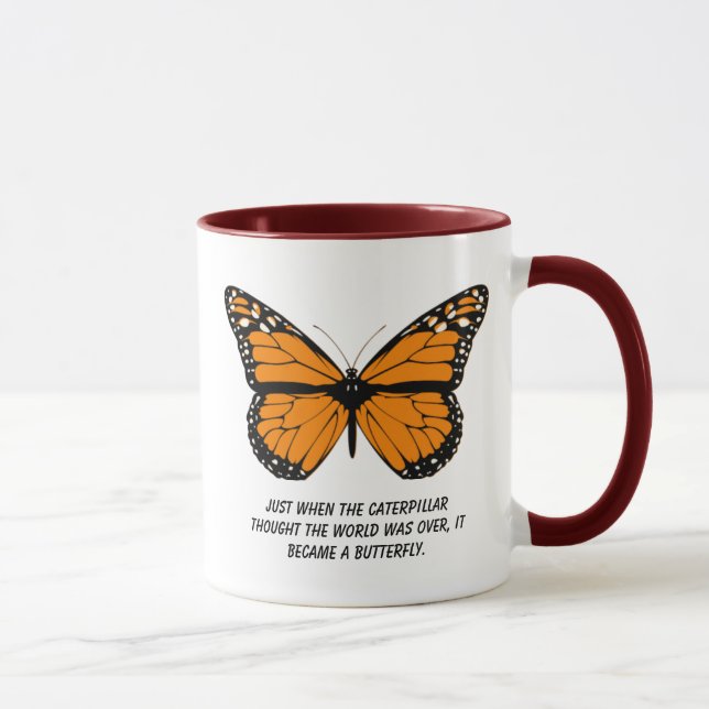 Caneca Design da borboleta com citações sobre a vida (Direita)
