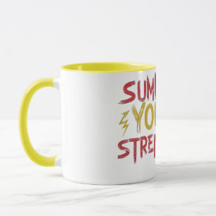 Caneca Design da letra "convoca sua força" em vermelho e