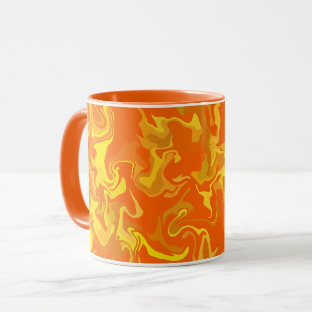 Caneca Design de abstrato de Fluido com Tons Quentes (Frente Esquerda)