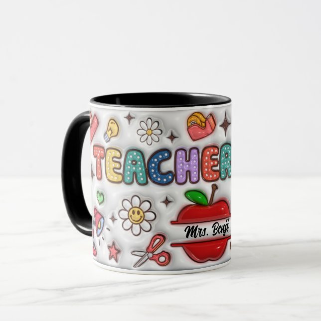 Caneca Design de aparência 3D Inflada, Nome Adorável do P (Frente Esquerda)