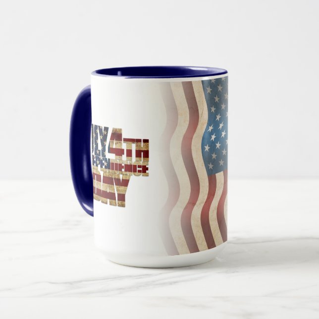 Caneca Design de Bandeira Patriótica do Dia 4 de Julho (Frente Esquerda)
