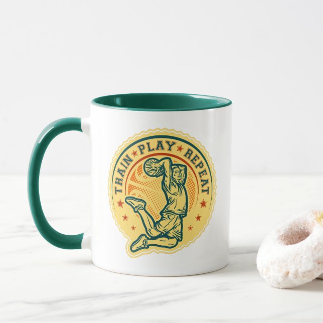 Caneca Design de basquetebol Slam Dunk Vintage (Com Donut)