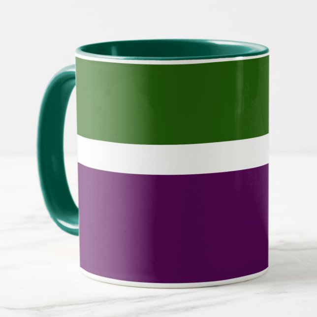 Caneca Design de Bloco de Cor Púrpura, Branco Verde (Criador carregado)