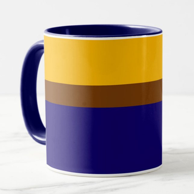 Caneca Design de Bloco de Cores Simples Azul Amarelo (Criador carregado)