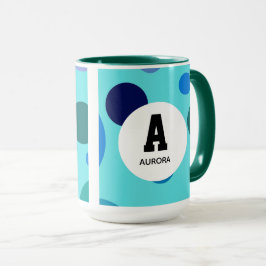 Caneca Design de Bolha Fofa com Nome Inicial Personalizáv