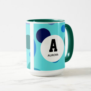 Caneca Design de Bolha Fofa com Nome Inicial Personalizáv