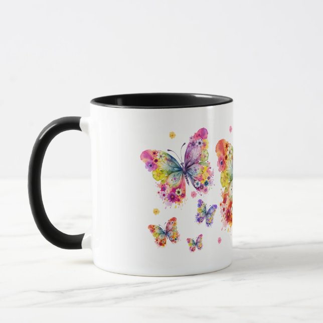 Caneca Design de Borboleta Colorida (Esquerda)