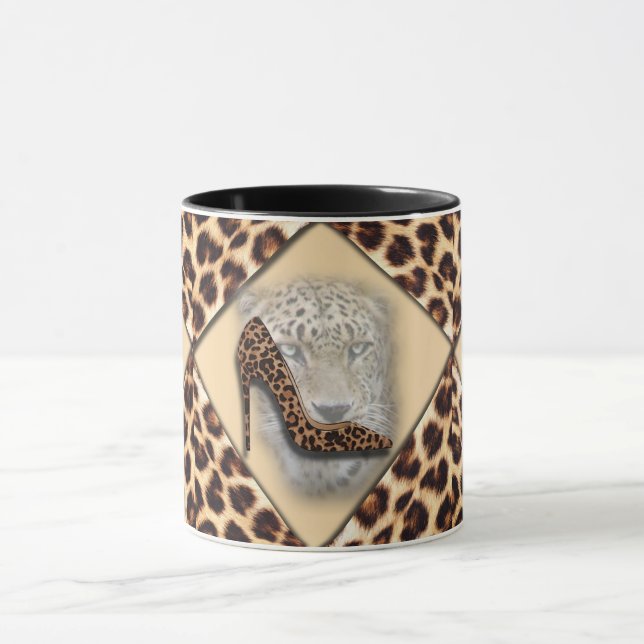 Caneca Design de Cabelo Superior e Face de Leopardo (Centro)