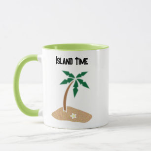 Caneca Design de Cartoon da Ilha Tropical Palm Tree Getaw