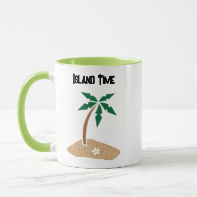 Caneca Design de Cartoon da Ilha Tropical Palm Tree Getaw (Esquerda)