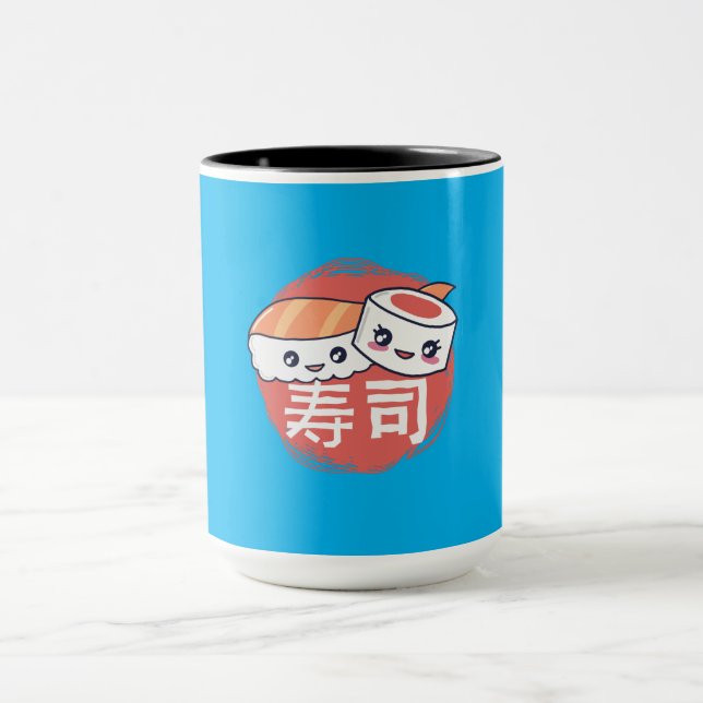 Caneca Design de Cartoon de Sushi Engraçado (Centro)