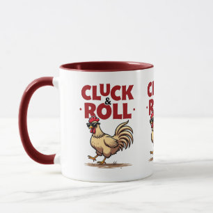 Caneca Design de Cartoon Legal "Cluck & Roll" engraçado