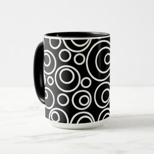 Caneca Design de Círculos Brancos a Preto