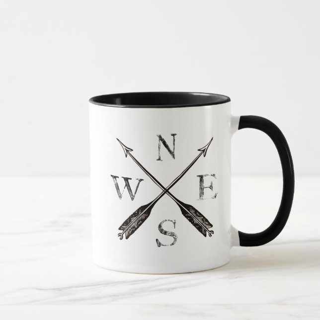 Caneca Design de Compass Russo de Vintage Simples (Direita)