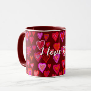Caneca design de corações vermelhos