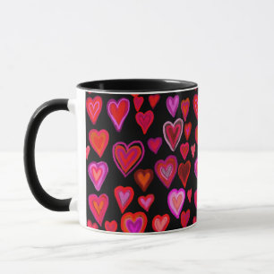 Caneca Design de corações vermelhos