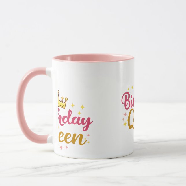 Caneca Design de Coroa de Rainha de Aniversário – Nascida (Esquerda)
