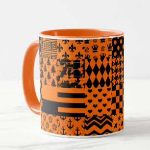 Caneca Design de Correção de Padrões Mistos de Preto Lara