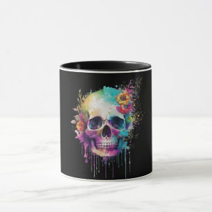 Caneca Design de crânio com placas coloridas