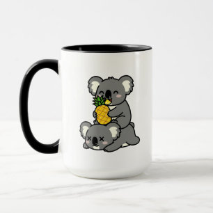 Caneca Design de desenho animado de coalas fofos comendo