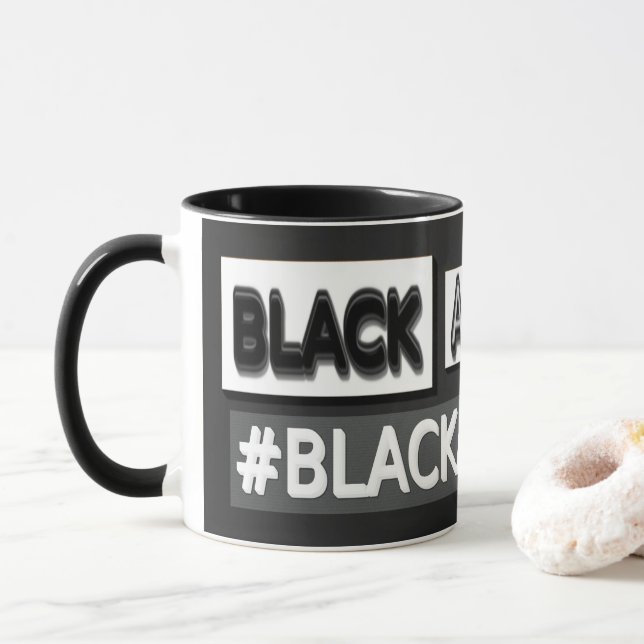Caneca Design de Expressão Bestial "#BLACKANDWHITE". Comp (Com Donut)