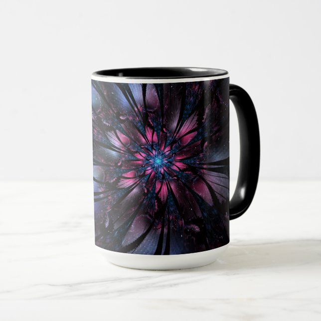 Caneca design de flor fractal abstrato. (Frente Esquerda)