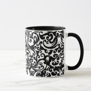 Caneca Design de fundo abstrato branco-preto-branco-branc