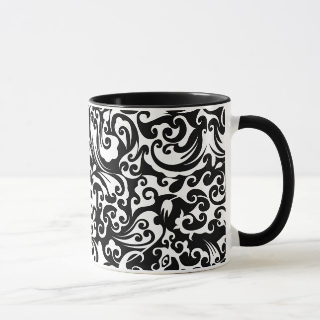 Caneca Design de fundo abstrato branco-preto-branco-branc (Direita)