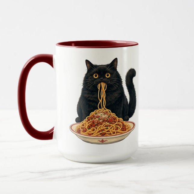 Caneca Design de gato amante de comida italiana fofa (Esquerda)