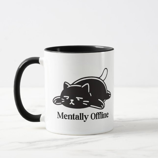 Caneca Design de Humor de Introvertido Mentalmente Offlin (Esquerda)