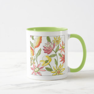 Caneca Design de Jardim Floral com Fundo Branco