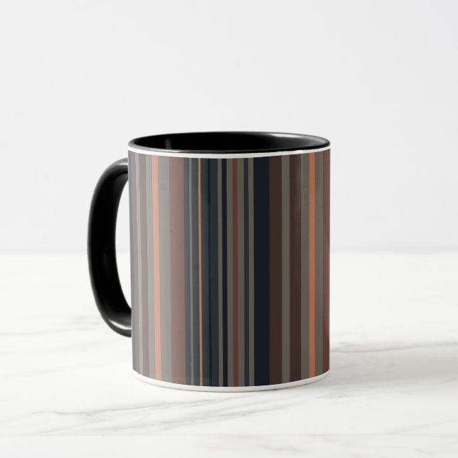 Caneca Design de Listras de Terra Florestal Escura (Frente Esquerda)