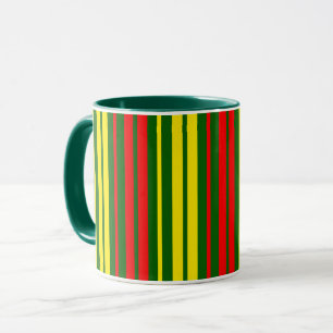 Caneca Design de Listras Verticais Amarelas Verdes Vermel