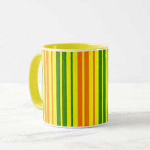 Caneca Design de Listras Verticais Laranja Amarelo Verde 