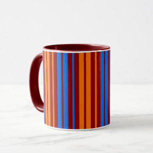 Caneca Design de Listras Verticais Laranja Vermelho Azul