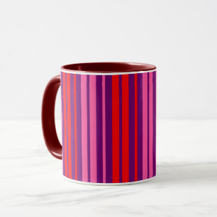 Caneca Design de Listras Verticais Rosa Roxo Vermelho