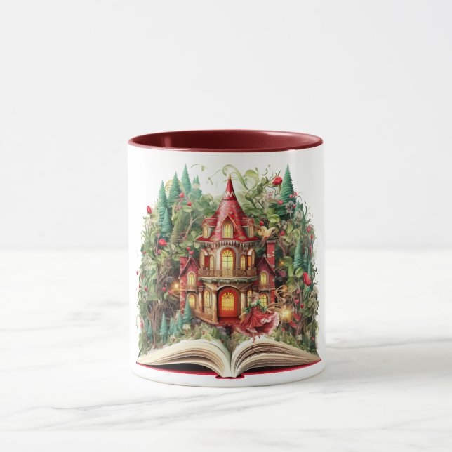 Caneca Design de Livro de Natal Festivo (Centro)