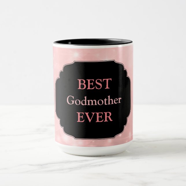 Caneca Design de Luxo Rosa "Melhor Madrinha Nunca" (Centro)