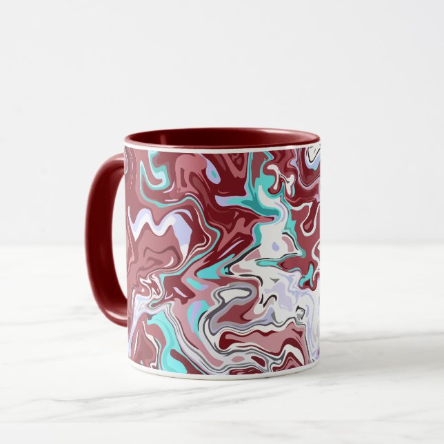 Caneca Design de mármore fluido Abstrato de multicores (Frente Esquerda)