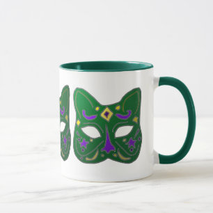 Caneca Design de máscara de gato veneziana verde