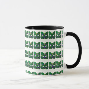 Caneca Design de máscara de gato verde veneziana